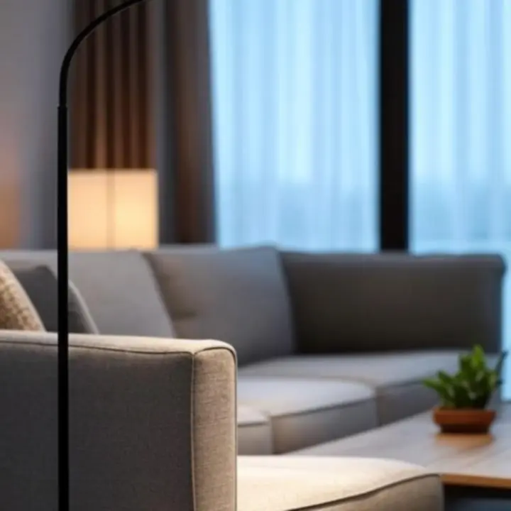 Lampa podłogowa Aurora Arc o eleganckim, łukowym kształcie.