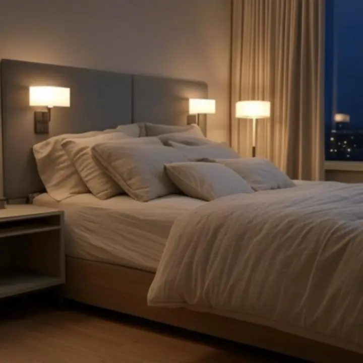 Nowoczesne lampy ścienne zamontowane nad łóżkiem w sypialni