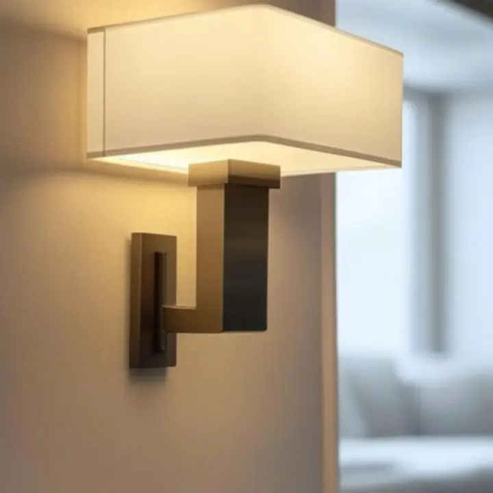 Nowoczesne kinkiety ścienne w jasnym, współczesnym wnętrzu