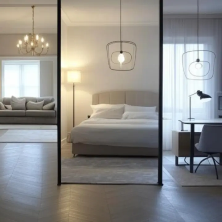 Różne pomieszczenia z dopasowanym oświetleniem